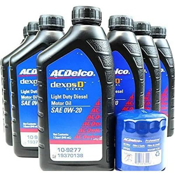 AC Delco DexosD 0w-20 Engine Oil and Oil Filter Change Kit For 3.0L Duramax